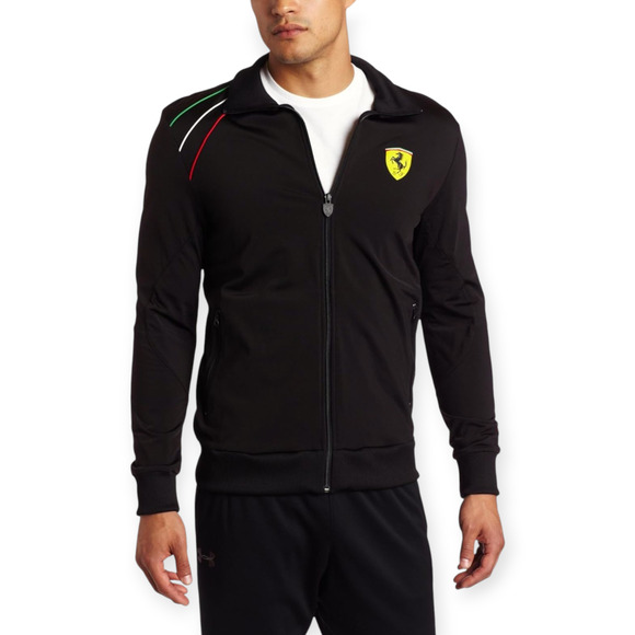PUMA Men's Scuderia Ferrari Track with Embroidered Logo Jacket Black Size Small - Picture 1 of 15